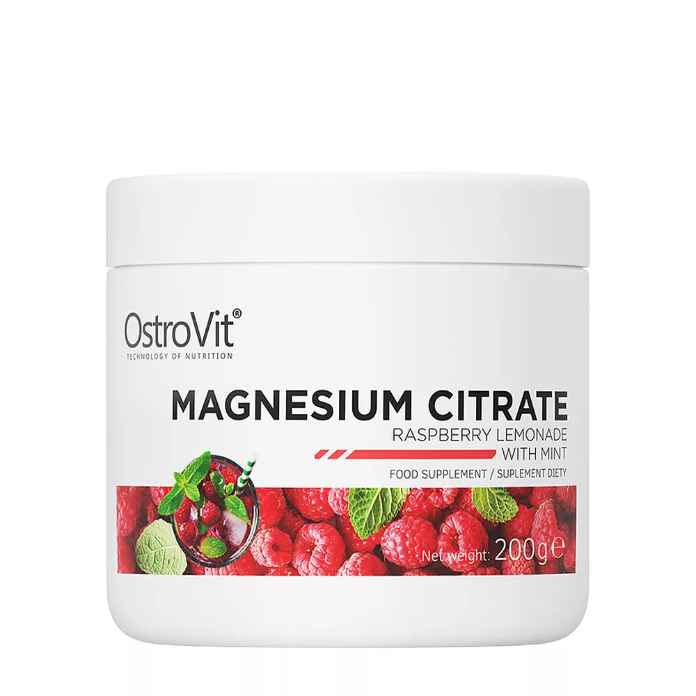 OstroVit Magnézium-citrát - Málnás Limonádé Mentával (200 g) 74 Adag.