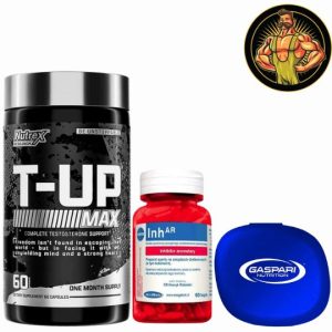 Erős Tesztoszteron fokozó csomag - Nutrex T-Up MAX 60 Kapszula - 30 Adag + Megabol Inhar Ösztrogén Blokkolo + Gaspari Pill Box