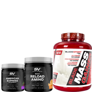 Blade Mass Gainer Vanília(tömegnövelő, 2270 g 15/30 Adag )+ 300G SV PRE (STIM) 30 Adag+300G BCAA 30 Adag.