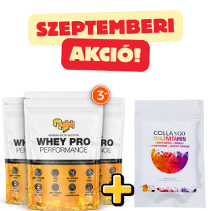 MHN  Whey Performance 3-as csomag 3x1000G (99 Adag) - 72% fehérje tartalom + Collango Multivitamin 30 napos adag.